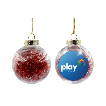 Play by ΟΠΑΠ, Χριστουγεννιάτικη μπάλα δένδρου διάφανη με κόκκινο γέμισμα 8cm