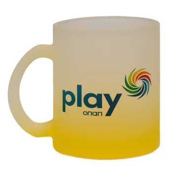 Play by ΟΠΑΠ, Κούπα γυάλινη δίχρωμη με βάση το κίτρινο ματ, 330ml