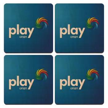 Play by ΟΠΑΠ, ΣΕΤ x4 Σουβέρ ξύλινα τετράγωνα plywood (9cm)