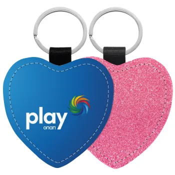 Play by ΟΠΑΠ, Μπρελόκ PU δερμάτινο glitter καρδιά ΡΟΖ