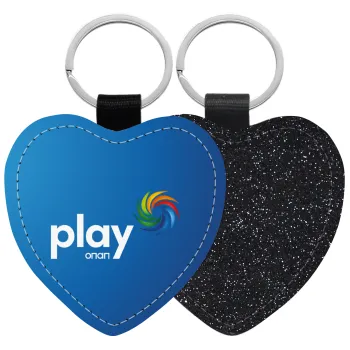 Play by ΟΠΑΠ, Μπρελόκ PU δερμάτινο glitter καρδιά ΜΑΥΡΟ