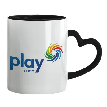 Play by ΟΠΑΠ, Mug heart black handle, ceramic, 330ml