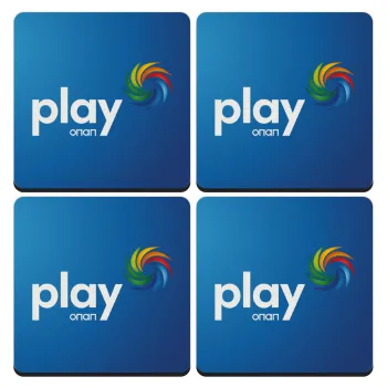 Play by ΟΠΑΠ, ΣΕΤ 4 Σουβέρ ξύλινα τετράγωνα (9cm)