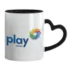 Mug heart black handle, ceramic, 330ml