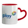 Mug heart red handle, ceramic, 330ml