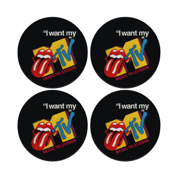 I want my MTV, ΣΕΤ 4 Σουβέρ ξύλινα στρογγυλά (9cm)