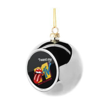 I want my MTV, Silver 8cm Christmas tree ball ornament