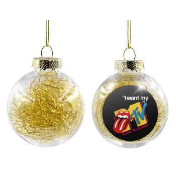I want my MTV, Transparent Christmas tree ball ornament with gold filling 8cm
