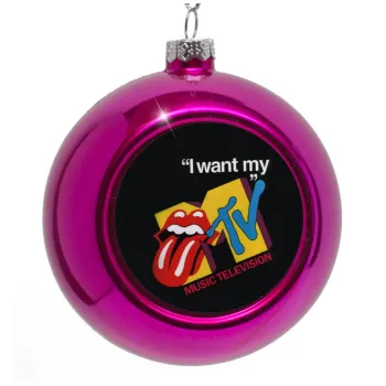 I want my MTV, Purple Christmas tree ornament bauble 8cm