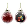 Transparent Christmas tree ball ornament with red filling 8cm