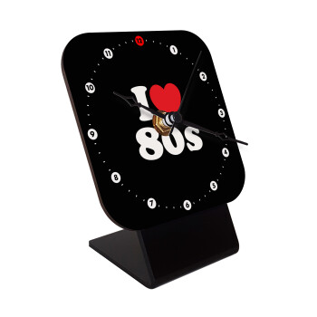 I Love 80s, Επιτραπέζιο ρολόι ξύλινο με δείκτες (10cm)