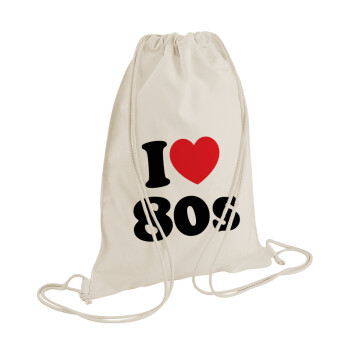 I Love 80s, Τσάντα πλάτης πουγκί GYMBAG natural (28x40cm)
