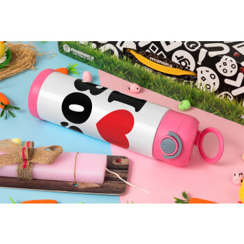 I Love 80s, Easter candle, Childrens hot water bottle, stainless steel, with safety straw, PINK (500ml)
