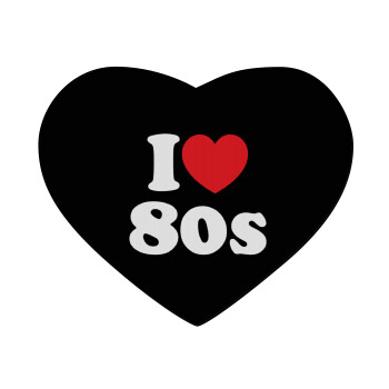 I Love 80s, Mousepad heart 23x20cm