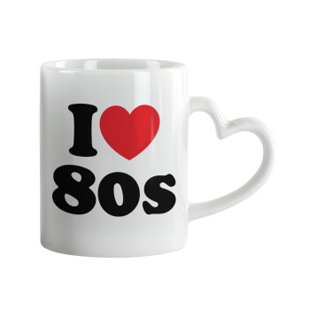 I Love 80s, Κούπα καρδιά χερούλι λευκή, κεραμική, 330ml