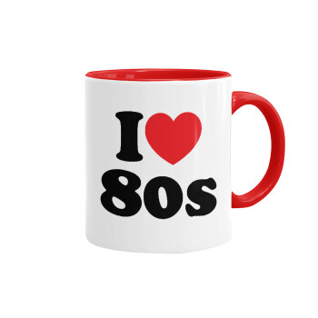 I Love 80s, Κούπα χρωματιστή κόκκινη, κεραμική, 330ml