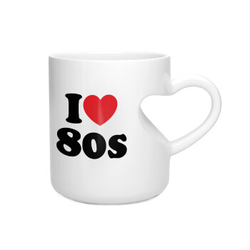 I Love 80s, Κούπα καρδιά λευκή, κεραμική, 330ml