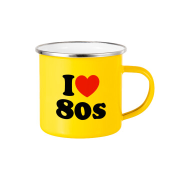I Love 80s, Yellow Enamel Metallic Cup 360ml