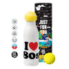 Tennis ball Metal mug thermos White, double wall, 550ml