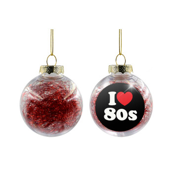 I Love 80s, Χριστουγεννιάτικη μπάλα δένδρου διάφανη με κόκκινο γέμισμα 8cm