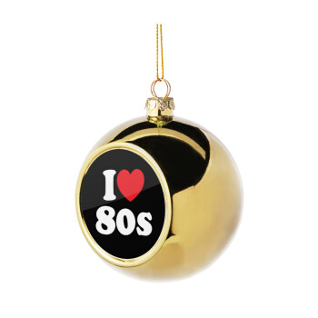 I Love 80s, Golden Christmas tree ball ornament 8cm