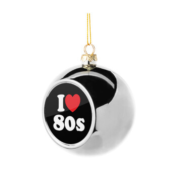 I Love 80s, Silver 8cm Christmas tree ball ornament