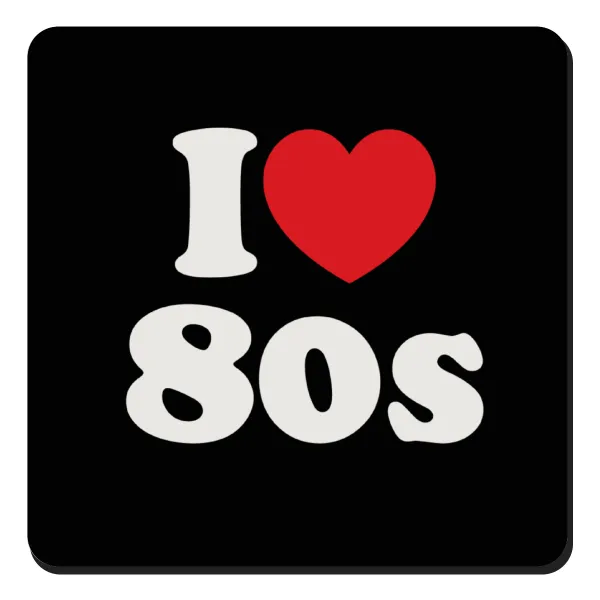 I Love 80s — Τετράγωνο μαγνητάκι ξύλινο 9x9cm