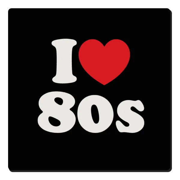 I Love 80s — Τετράγωνο μαγνητάκι ξύλινο 6x6cm