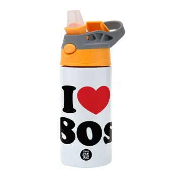 I Love 80s, Παιδικό παγούρι θερμό, ανοξείδωτο, με καλαμάκι ασφαλείας, Πορτοκαλί/Γκρι (360ml) BPA-FREE