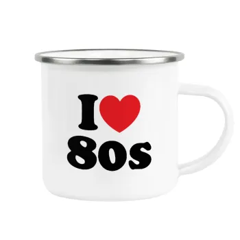 I Love 80s, Metallic enamel cup white 360ml