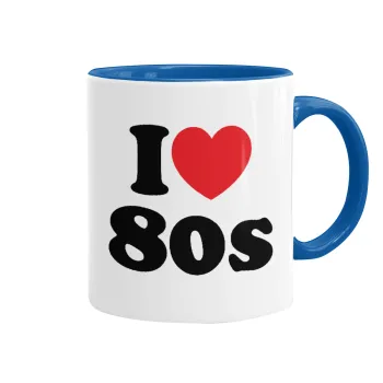 I Love 80s, Κούπα χρωματιστή μπλε, κεραμική, 330ml