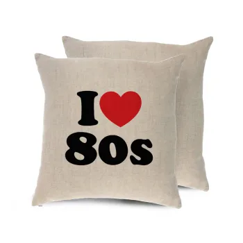 I Love 80s, Μαξιλάρι καναπέ ΛΙΝΟ 40x40cm περιέχεται το  γέμισμα