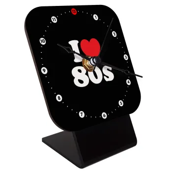 I Love 80s, Quartz Wooden table clock with hands (10cm)