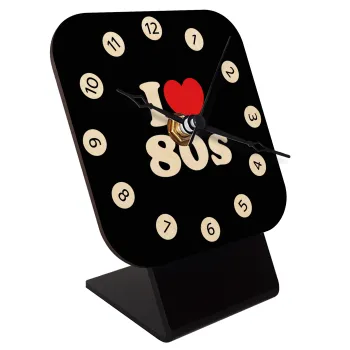 I Love 80s, Quartz Table clock in natural wood (10cm)
