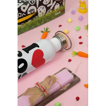 I Love 80s, Πασχαλινή Λαμπάδα με παγούρι μεταλλικό (620ml, stainless steel) & κερί αρωματικό πλακέ (30cm) (ΡΟΖ)