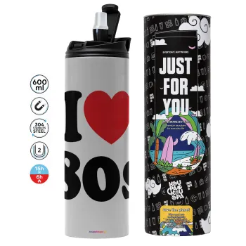 I Love 80s, Tumbler ποτήρι θερμό ΓΚΡΙ από ανοξείδωτο ατσάλι 600ml