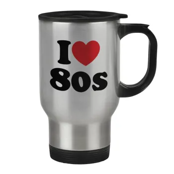 I Love 80s, Κούπα ταξιδιού ανοξείδωτη με καπάκι, διπλού τοιχώματος (θερμό) 450ml