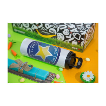 Asteras Tripolis, Easter candle,Travel Tumbler 2 Lids, with metal straw & cleaning brush & aromatic flat candle (30cm) (BLUE)