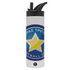Metallic thermos bottle with straw & handle, stainless steel (Stainless steel 304), double-walled, 600ml.