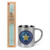 Easter Set, metallic thermal cup (300ml) & aromatic flat Easter candle (30cm) (TURQUOISE)