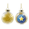 Transparent Christmas tree ball ornament with gold filling 8cm