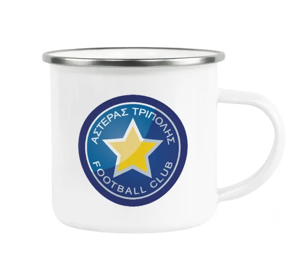 Asteras Tripolis — Metallic enamel cup white 360ml