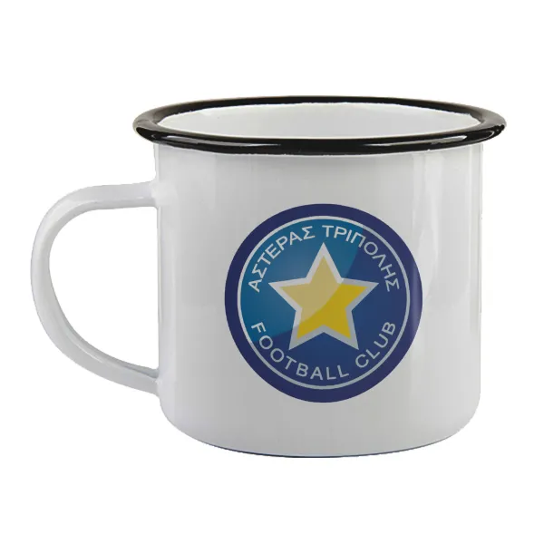 Asteras Tripolis — Enamel mug with black rim, 360ml