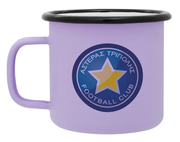 Asteras Tripolis — Metal enamel mug, matte light pastel purple, 360ml