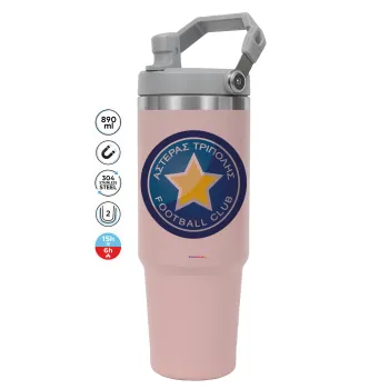 Asteras Tripolis, Pink color, 890ml (30oz) stainless Steel Tumbler with Handle