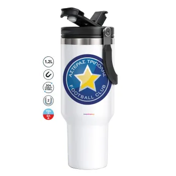 Αστέρας Τρίπολης, Mega Tumbler με καπάκι, διπλού τοιχώματος (θερμό) 1,2L