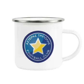 Asteras Tripolis, Metallic enamel cup white 360ml
