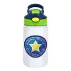Παιδικό παγούρι θερμό, ανοξείδωτο, με καλαμάκι ασφαλείας, πράσινο/μπλε (350ml)