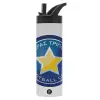 Metallic thermos bottle with straw & handle, stainless steel (Stainless steel 304), double-walled, 600ml.