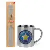 Easter Set, metallic thermal cup (300ml) & Easter aromatic flat candle (30cm) (GRAY)